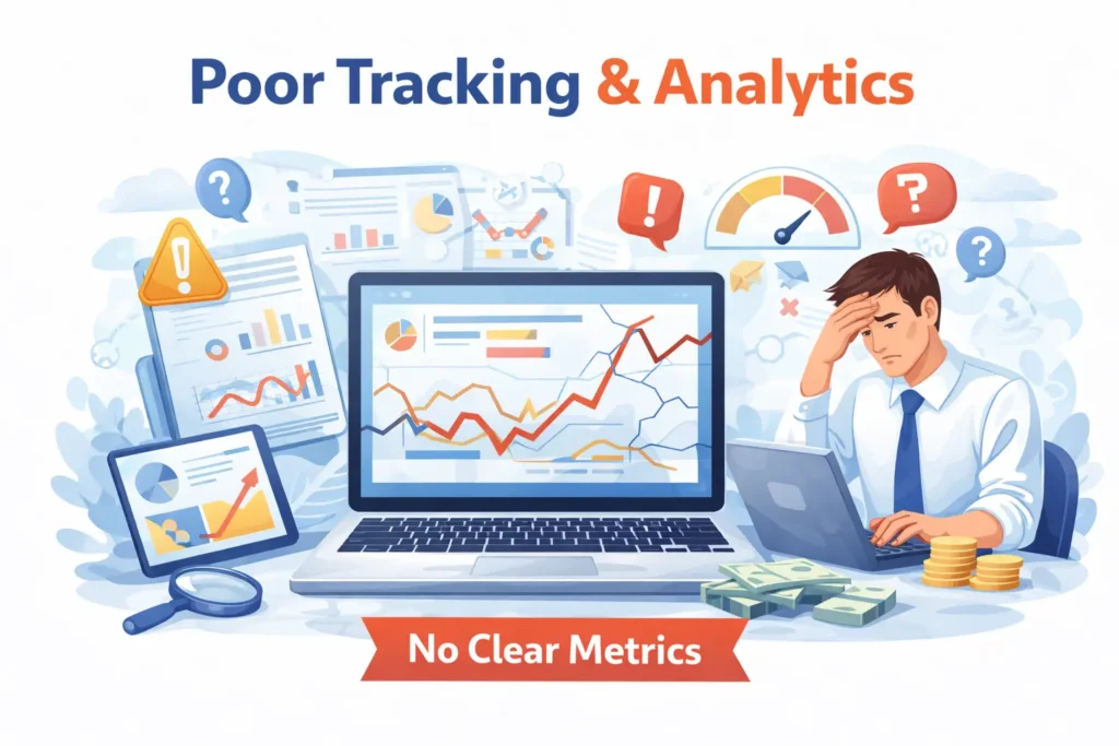 Poor tracking and analytics in digital marketing causing unclear performance results