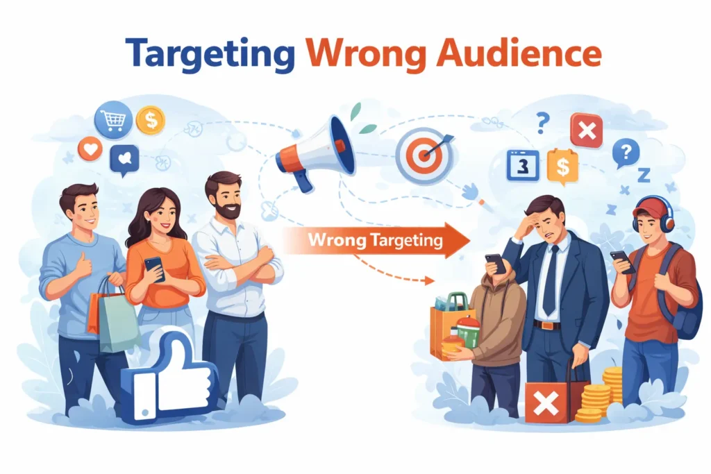 Targeting wrong audience in digital marketing leading to wasted ad budget